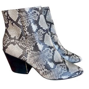 Dolce Vita Black and White Snake-Print Ankle Boots
